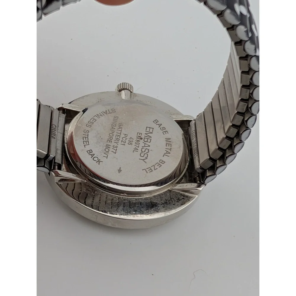 Embassy Women's watch 42mm Case Polka Dot Stretch Band- New Battery